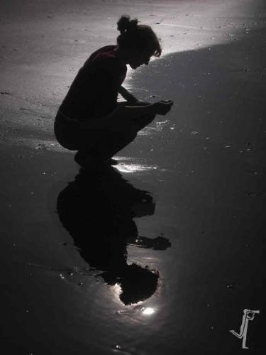 Fotograf Weimar Silhouette Frau Spiegelung Strand